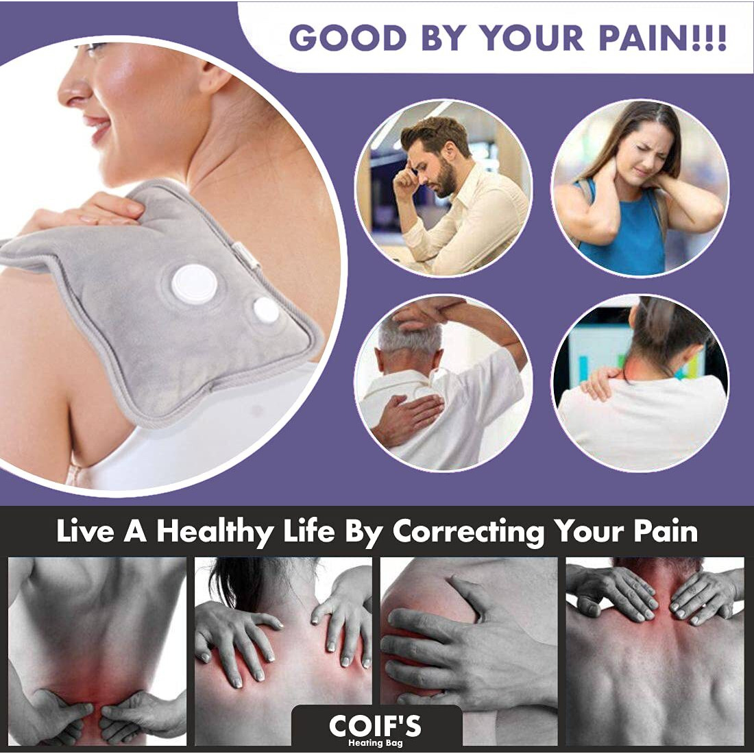 Coif Heating Bag With Gel Hot Water Bags Heating Pad Electric For Back Pain Orthopedic Electric Heating Belt For Knee, Shoulder, Lumbar, Joints, Muscle, Leg, Wrist And Nack For Pain Relief-Heat Pouch