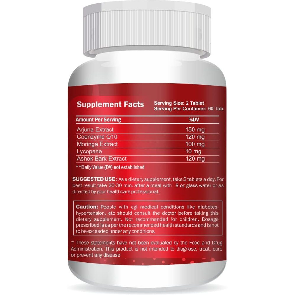 Vokin Biotech Natural Cardiovax With Coenzyme Q10, Arjuna Extract & Moringa Extract Pack Of 60 Tablets