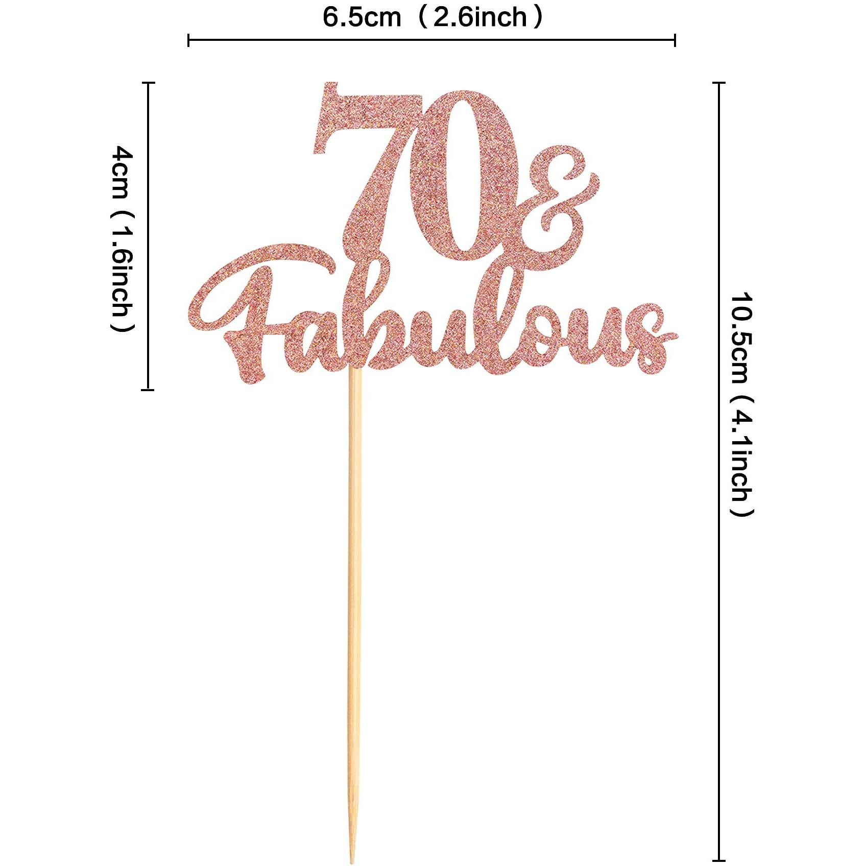 Festiko24 Pack 70 & Fabulous Cupcake Toppers Glitter 70Th Anniversary Cake Picks 70Th Birthday Wedding Party Cake Decorations Supplies Rose Gold