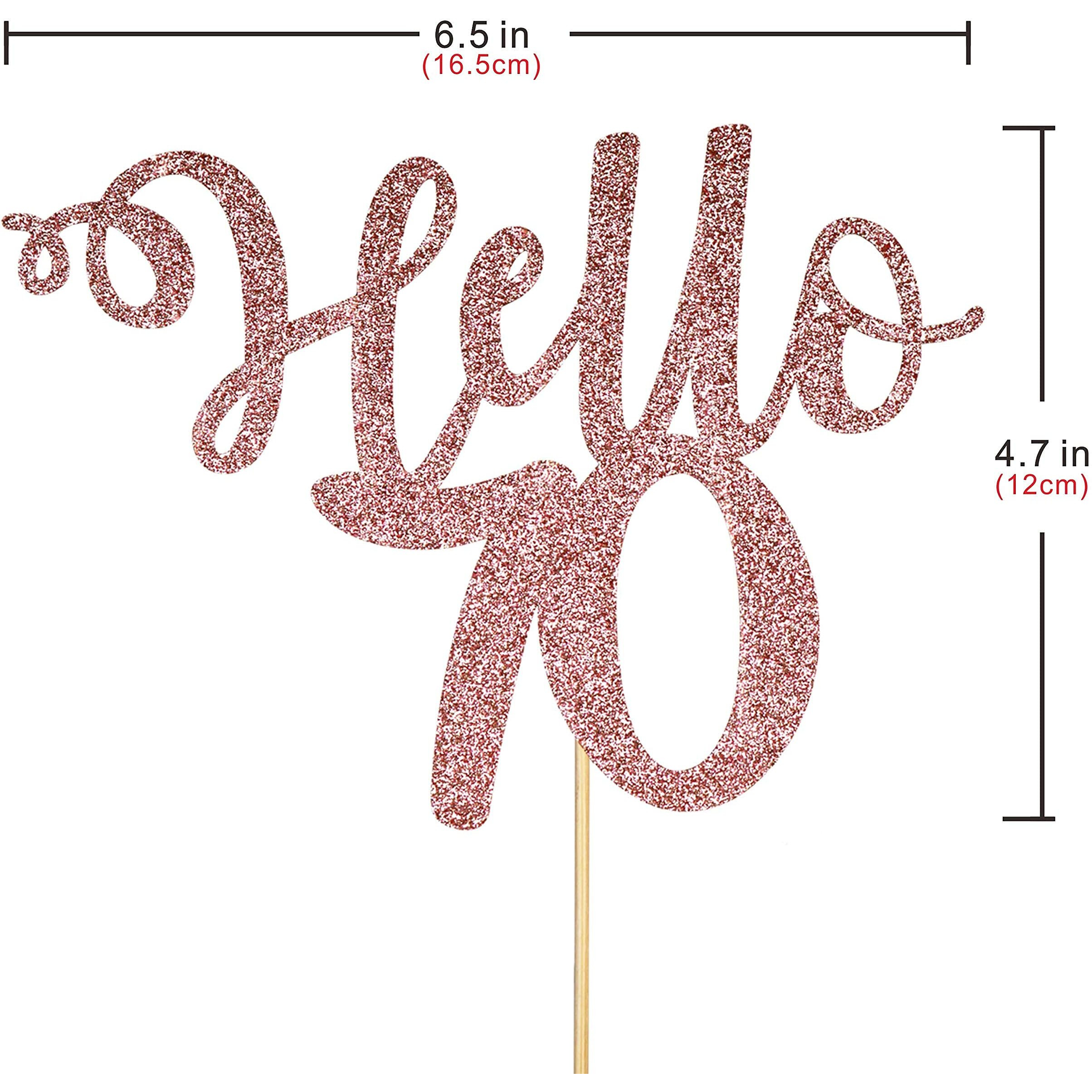 FestikoHello 70 Rose Gold Glitter Cake Topper-70 Cake Topper, 70Th Birthday Cake Topper, 70Th Birthday Party Cake Decoration
