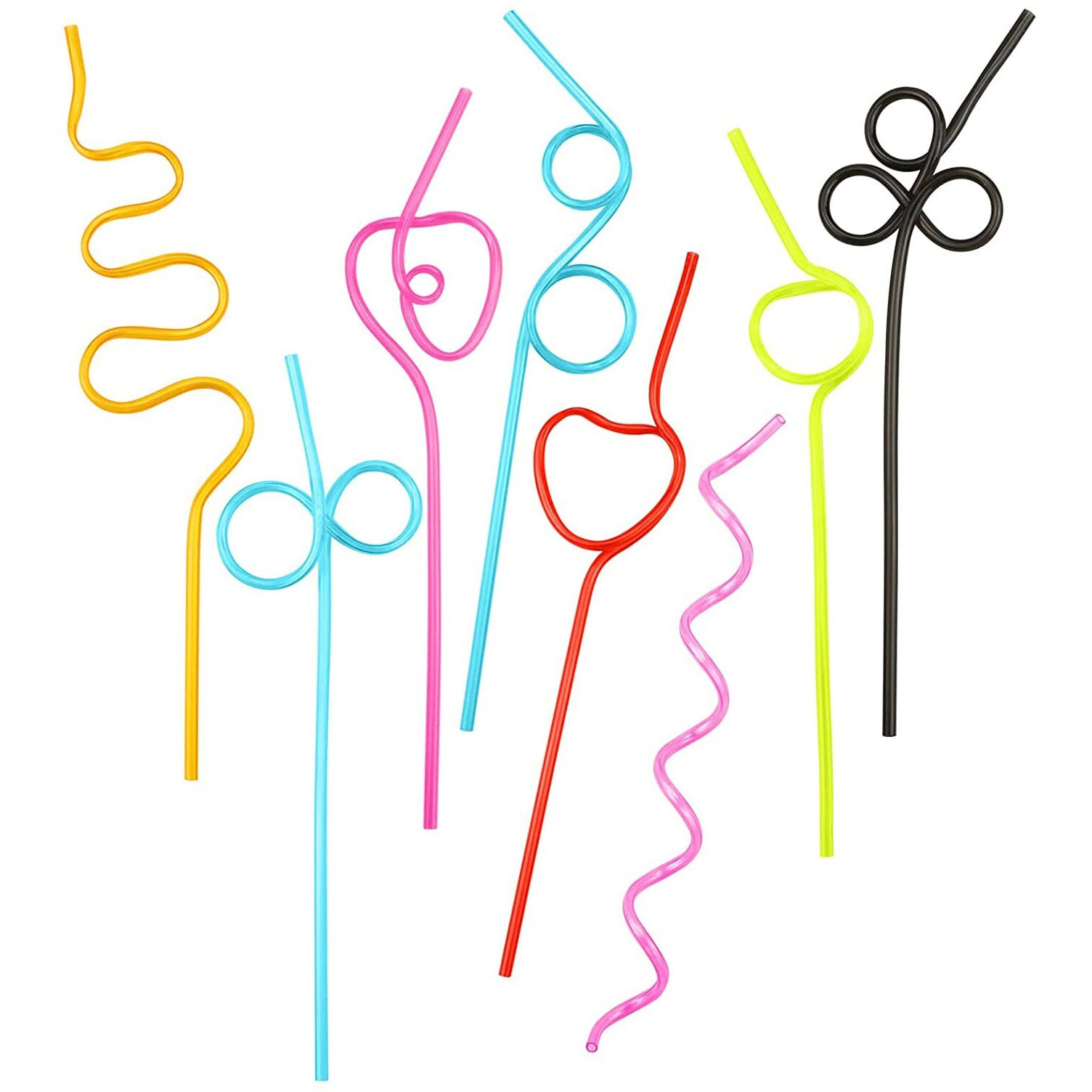 Safe-O-Kid Newly Launched- Reuseable Straws For Kids, Funny Twists Drinking Straws For Birthday Parties,Colourful,8 Pcs, Assorted Colours