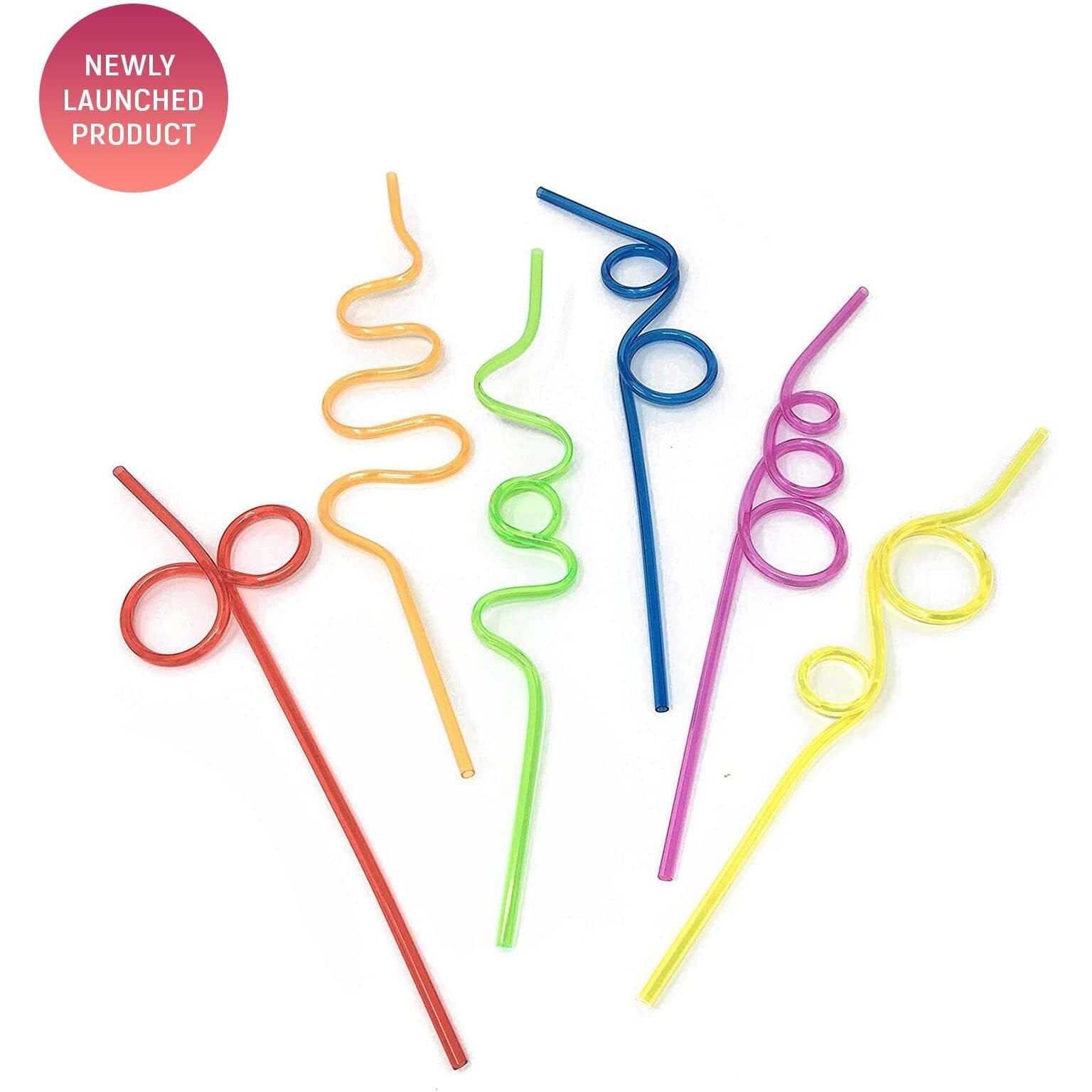 Safe-O-Kid Newly Launched- Reuseable Straws For Kids, Funny Twists Drinking Straws For Birthday Parties,Colourful,8 Pcs, Assorted Colours
