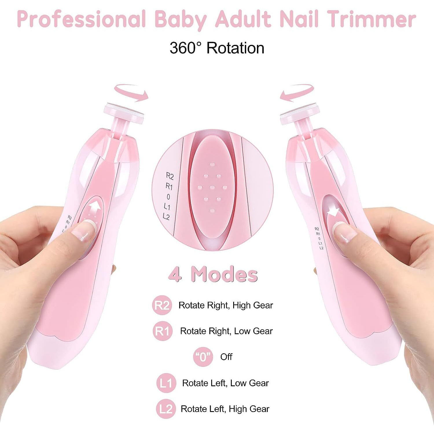 Kmils Electric Nail Trimmer For Baby, Baby Nail Trimmer, Baby Nail Cutter, Nail Trimmer For New Born Baby, Kids Nail Cutter With Light (Multi Colour), 1 Set