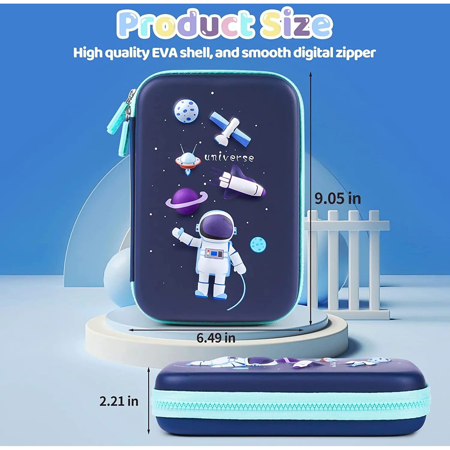 Okean 3D Astronaut Blue Pencil Box Space Pencil Case For Kids, Kids, Pencil Case For Boys, Return Gifts For Kids-Space & Astronaut Theme - Ethylene Vinyl Acetate (Eva)