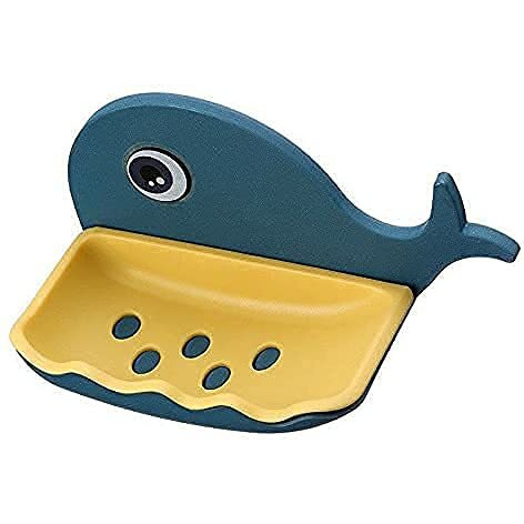 Kbs Soap Holder For Bathroom Stand Fish Shape Self Draining Wall Mounted Plastic Soap Dish Tray Cady Bathroom Kitchen Accessories Set No Drilling Multi Color (Pack Of-1)