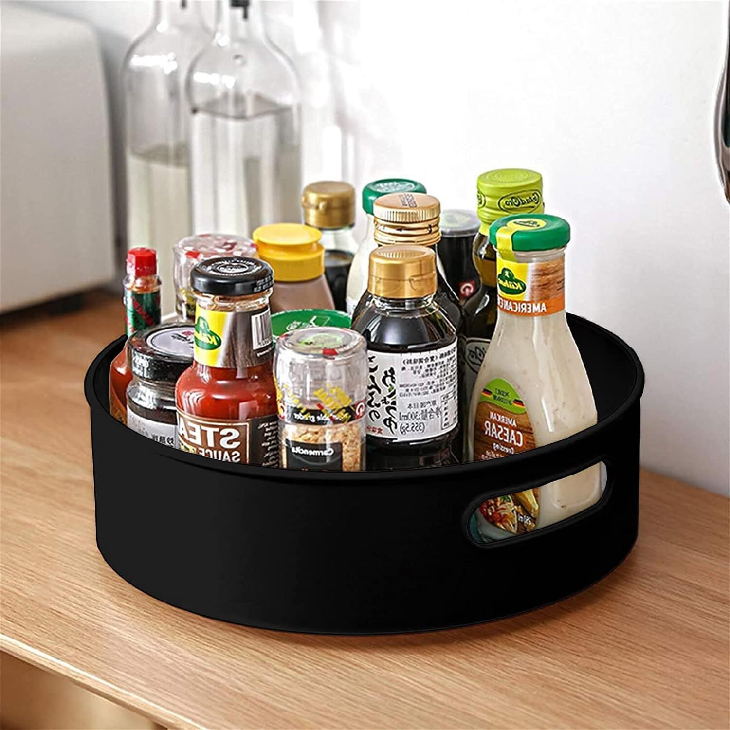 Spenfrone Multi-Purpose 360 Rotating Organizer Tray/Kitchen Organizer/Multi- Function Rotating Tray/Cosmetic Organizer (Black, Pack Of 1)