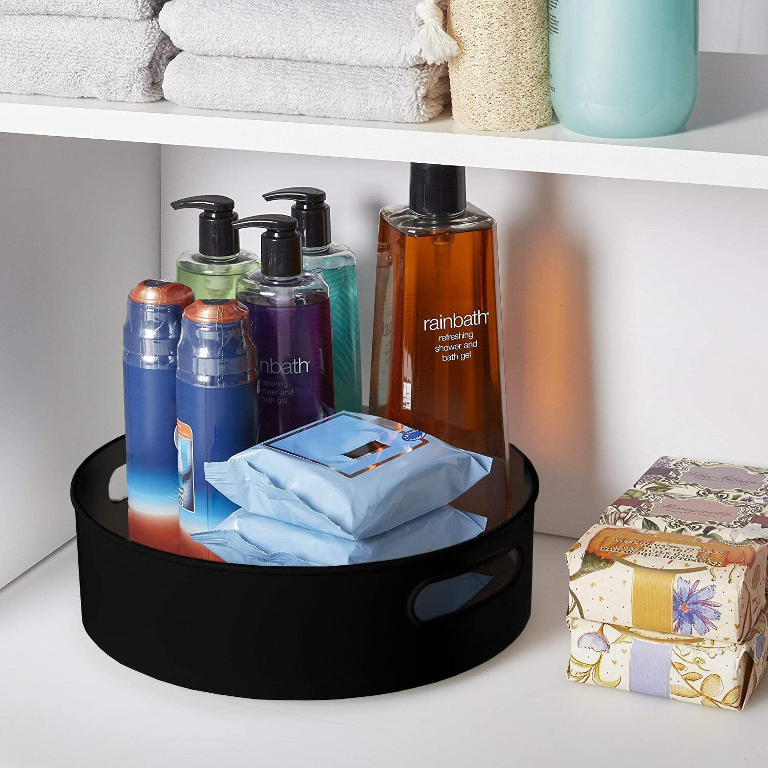 Spenfrone Multi-Purpose 360 Rotating Organizer Tray/Kitchen Organizer/Multi- Function Rotating Tray/Cosmetic Organizer (Black, Pack Of 1)