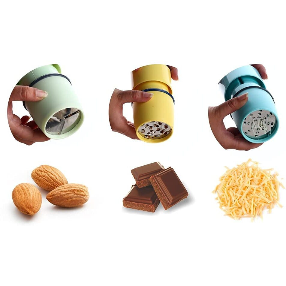 E-Cosmos Abs 3 In 1 Plastic Dry Fruit And Paper Mill Grinder Slicer, Chocolate Cutter And Butter Slicer With 3 In 1 Blade (Multicolor Pack Of 1)