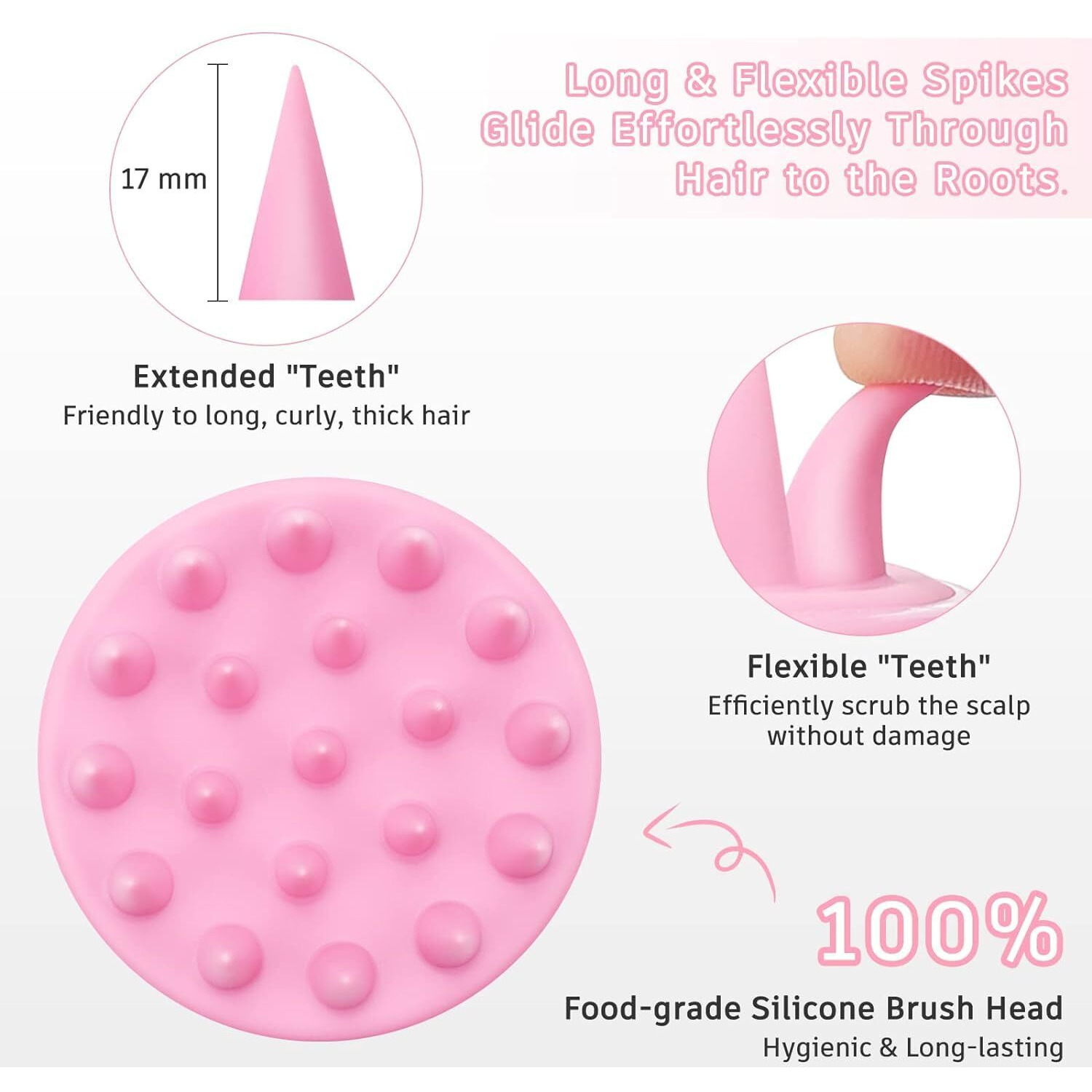 Kbs Hair Scalp Massager Shampoo Brush With Soft Silicone Bristles For Anti Dandruff Removal Head Massager Prevents Hair Loss For Men, Women (Pink)