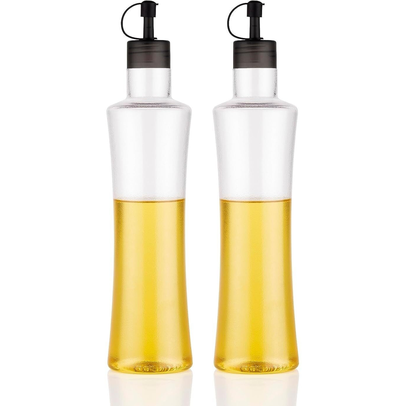 Kbs Oil Dispenser Cooking Oil Bottle Set Oil Container Kitchen Accessories Items Kitchen Tools Plastic Transparent (Pack-Of-2-650Ml)
