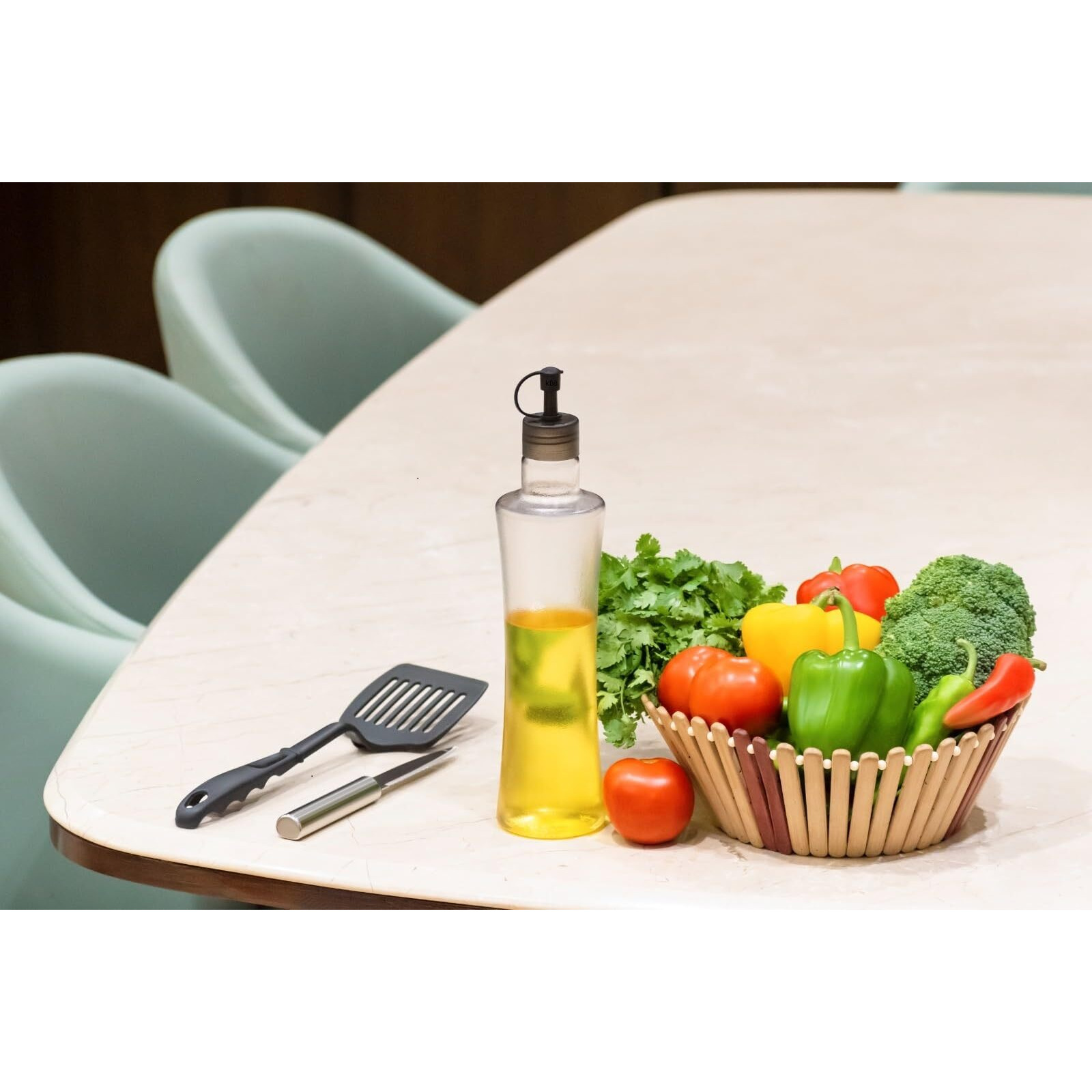 Kbs Oil Dispenser Cooking Oil Bottle Set Oil Container Kitchen Accessories Items Kitchen Tools Plastic Transparent (Pack-Of-2-650Ml)