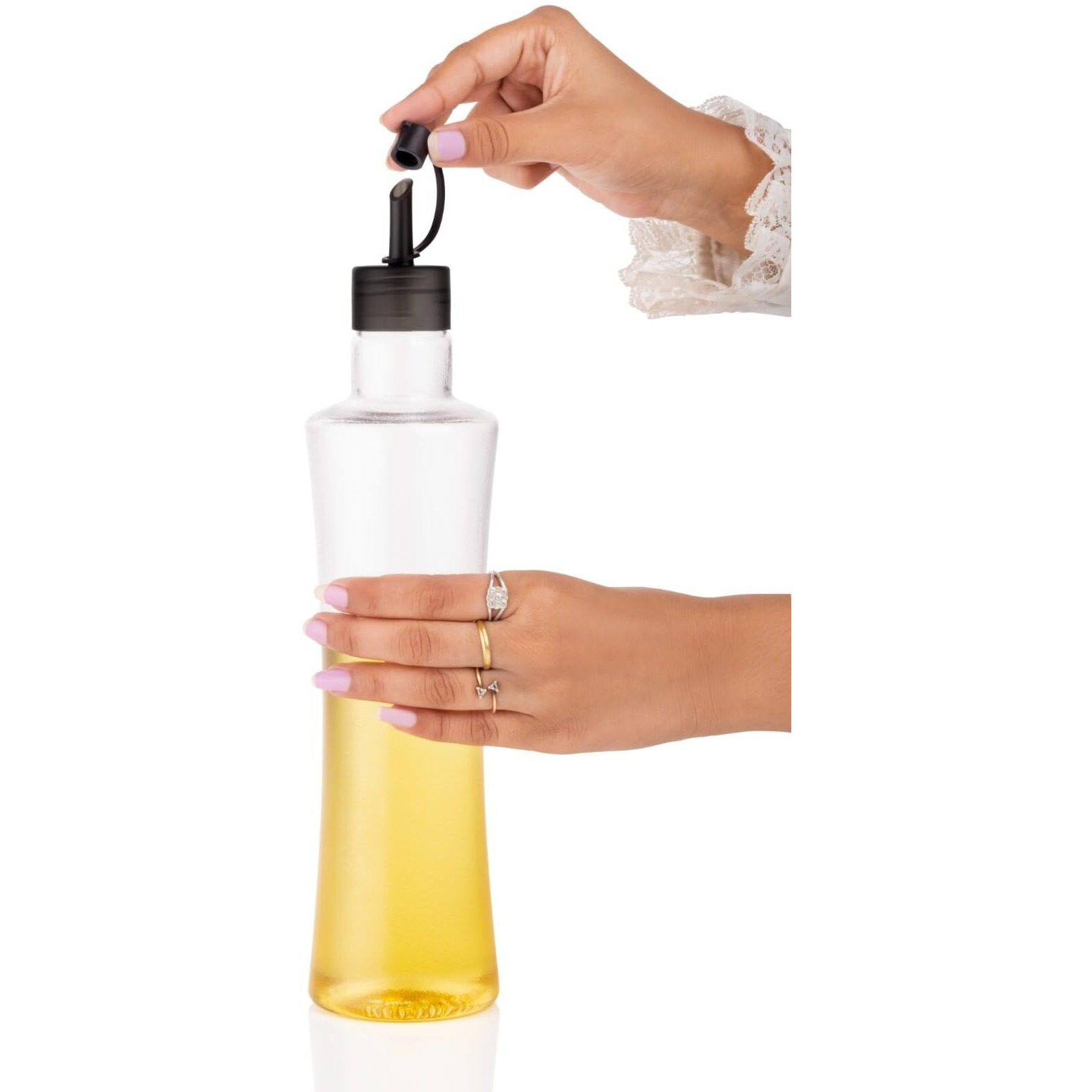 Kbs Oil Dispenser Cooking Oil Bottle Container Kitchen Accessories Items Kitchen Tools Plastic Transparent (Pack-Of-1-650Ml)