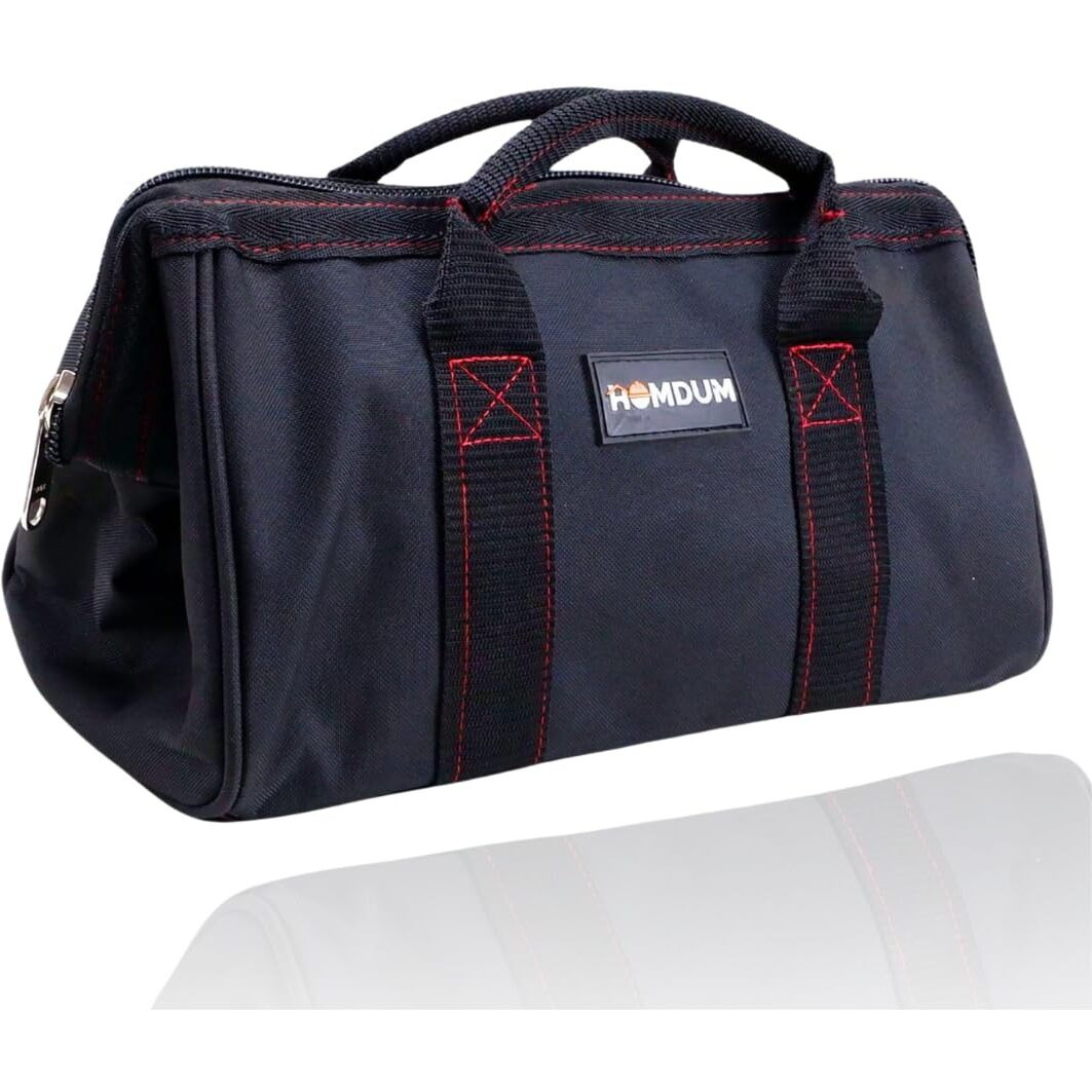 Homdum 13 Inch Multipurpose Tools Storage Bag Water Resistant For Electrician Plumber Technician Nylon Material Color Red Black