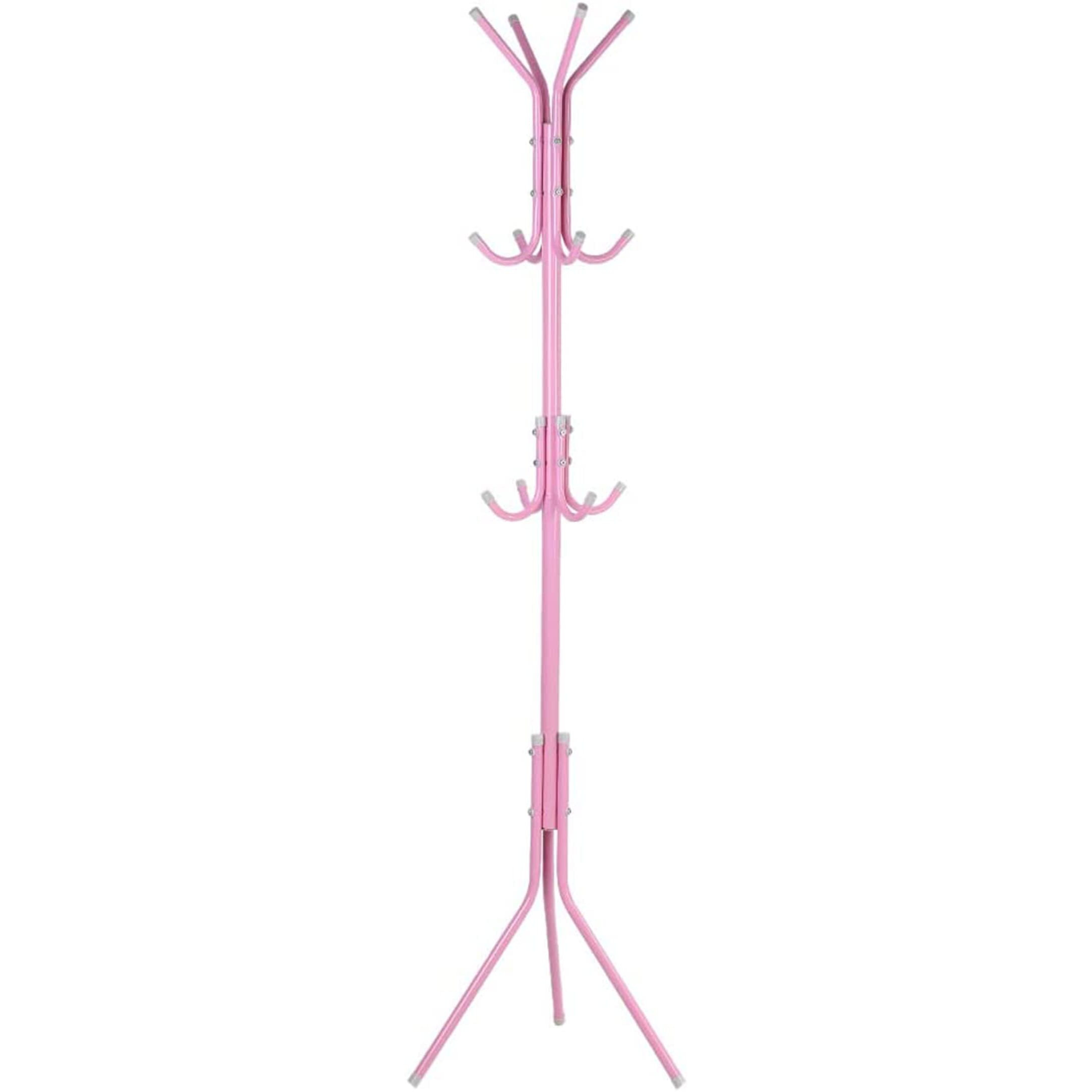 House Of Quirk Coat Rack Freestanding Metal Coat Tree Hanger 12 Hooks Hat Rack For Hanging Bags Scarves Clothes Handbag Umbrella Jacket Hall Bedroom - Pink