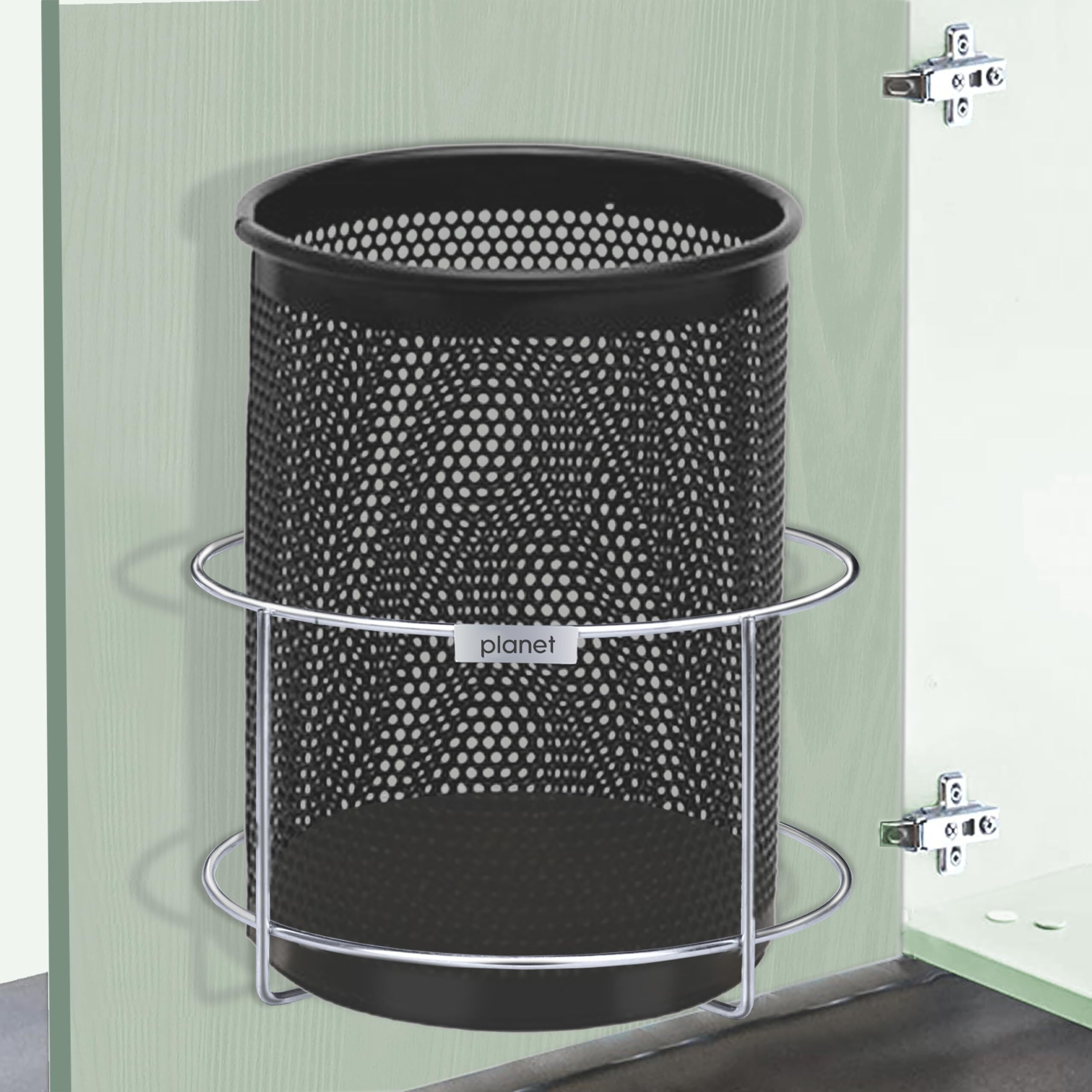 Planet High Grade Stainless Steel Bin Holder/Bucket Holder/Garbage/Dust Bin Storage Rack/Door Mount/Dust Bin Holder For Modular Kitchen/Bathroom/Home And Office (10 Inches, Pack Of 1)