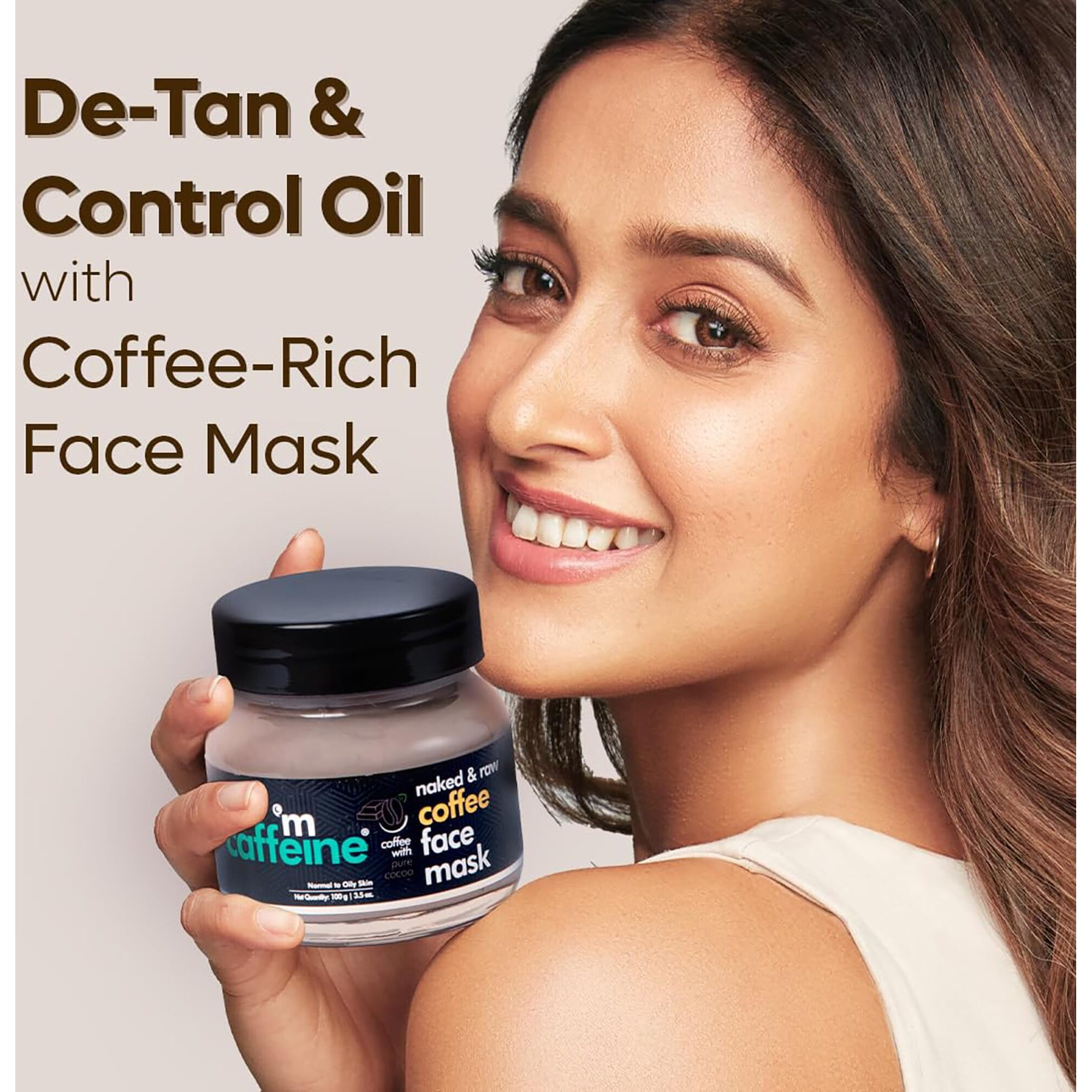 Mcaffeine Coffee De Tan Face Pack Mask With Kaolin Clay, Multani Mitti & Bentonite Clay | Removes Tan, Cleanses Pores & Controls Excess Oil | For All Skin Types (100Gm)