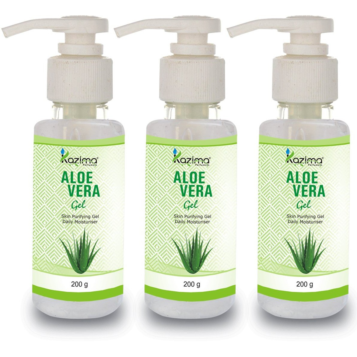 Kazima Aloe Vera Gel Raw - 100% Pure Natural Gel - Ideal For Skin Treatment, Face, Acne Scars, Hair Care, Moisturizer & Dark Circles (200 Gram (Pack Of 3))