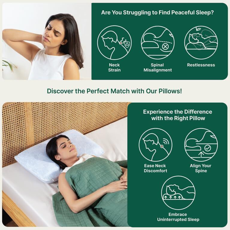 The White Willow Orthopedic Memory Foam Extra Large King Big Size Neck & Back Support Sleeping Bed Pillow With Removable Zipper Cover (27" L X 17" W X 5" H Inches)- Blue