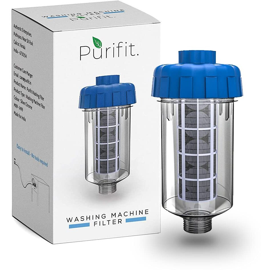 Purifit Washing Machine Filter For Hard Water, Chlorine, Limescale Removal | Hard Water Softener For Top Load And Front Load Machines, Blue Colour, Quantity - 1 Pcs