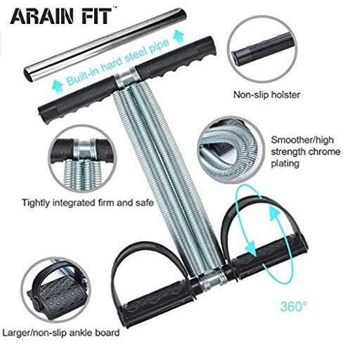 Arain Fit Double Spring Tummy Trimmer Ab Exerciser For Men And Women Waist Trimming, Bicep, Body Toner Black