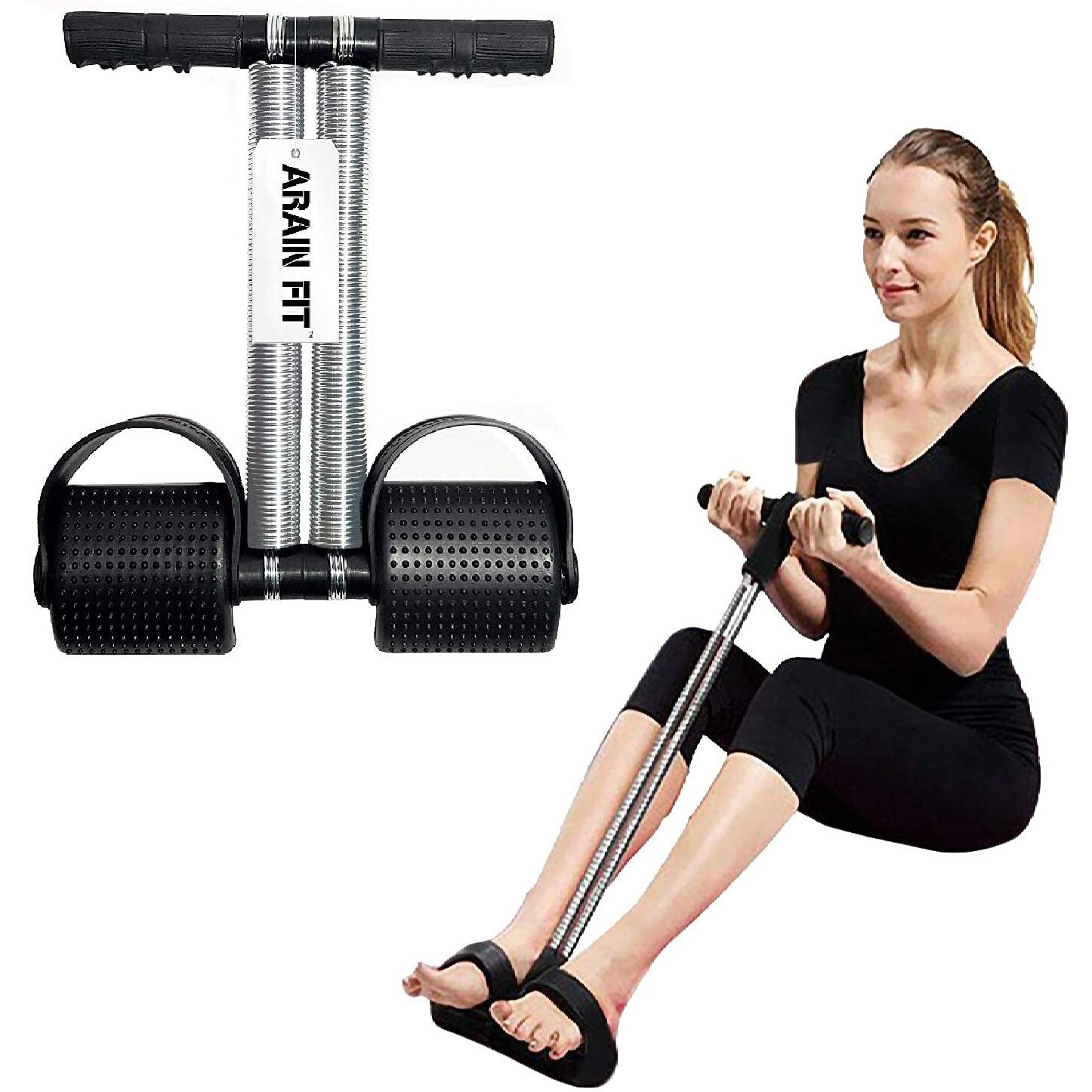 Arain Fit Double Spring Tummy Trimmer Ab Exerciser For Men And Women Waist Trimming, Bicep, Body Toner Black