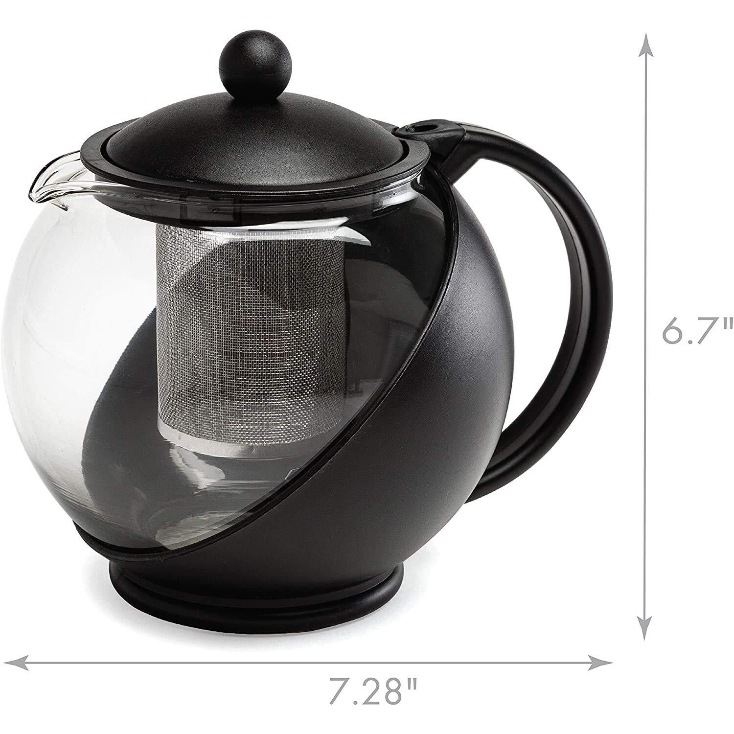 Lxoice Half Moon Teapot With Infuser, Tea Kettle, Tea Pot Kettle, Glass Tea Pot With Infuser, Tea Infuser (Black - 1.25L), 1250 Milliliter