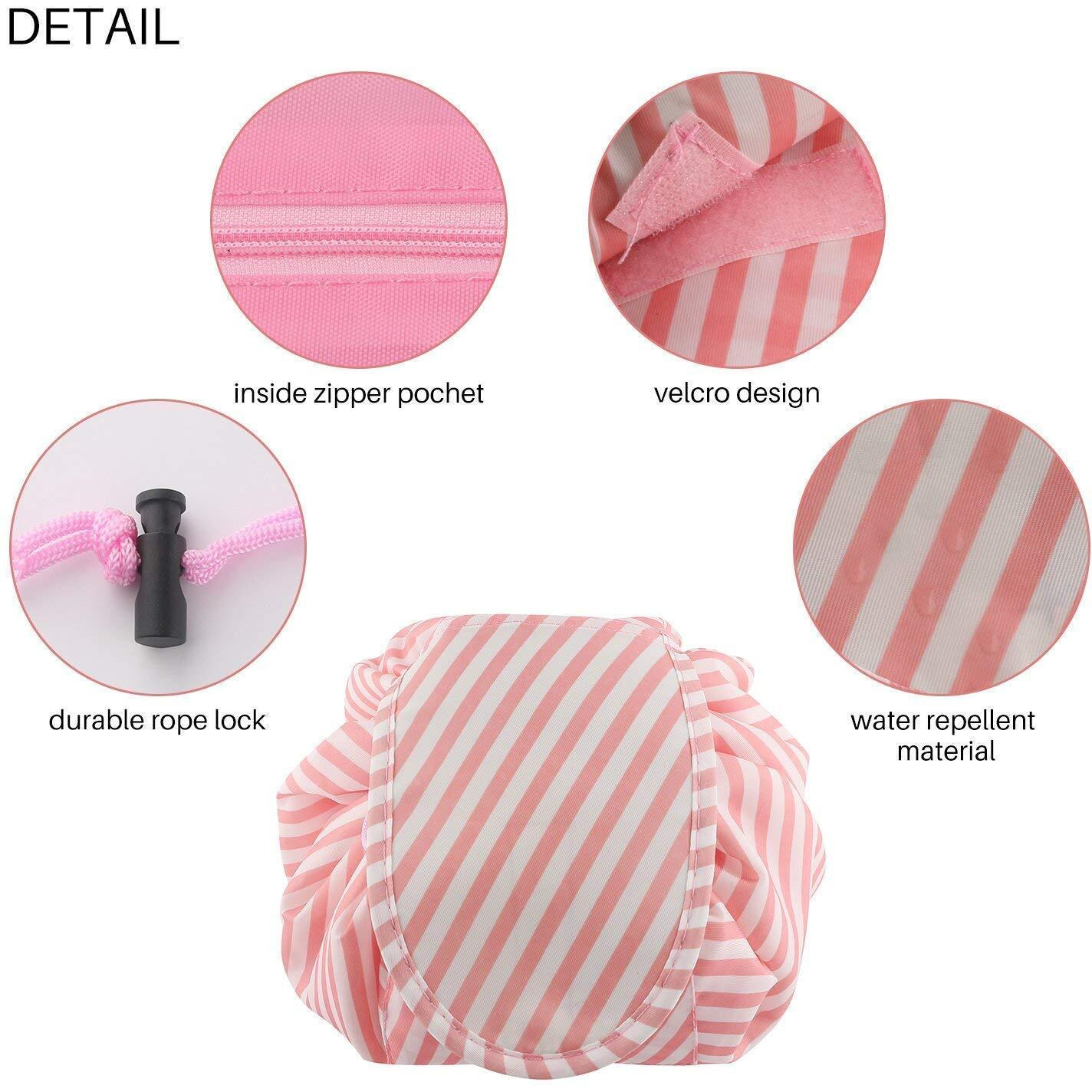 Crownish Solid 14 Cms Cosmetic Pouch(M_Pink Line)