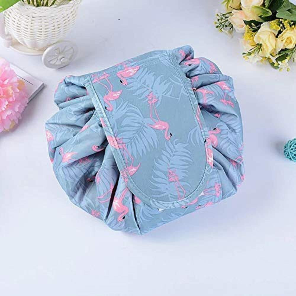 Crownish Women's Convenient And Waterproof Multifunction Portable Lazy Travel Cosmetic Storage Makeup Organizer Toiletry Bag With Drawstrings (Grey Duck) 25.5 X 18 X 10.5 Cm