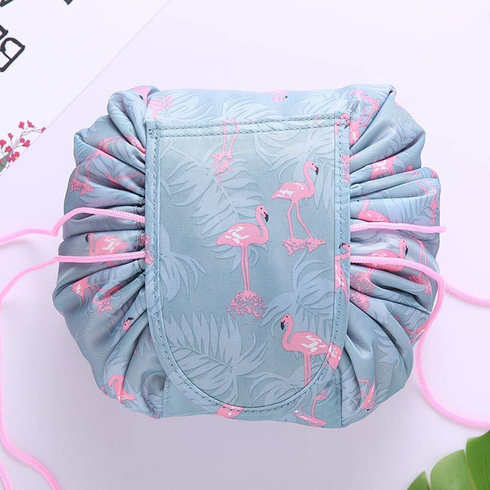 Crownish Women's Convenient And Waterproof Multifunction Portable Lazy Travel Cosmetic Storage Makeup Organizer Toiletry Bag With Drawstrings (Grey Duck) 25.5 X 18 X 10.5 Cm