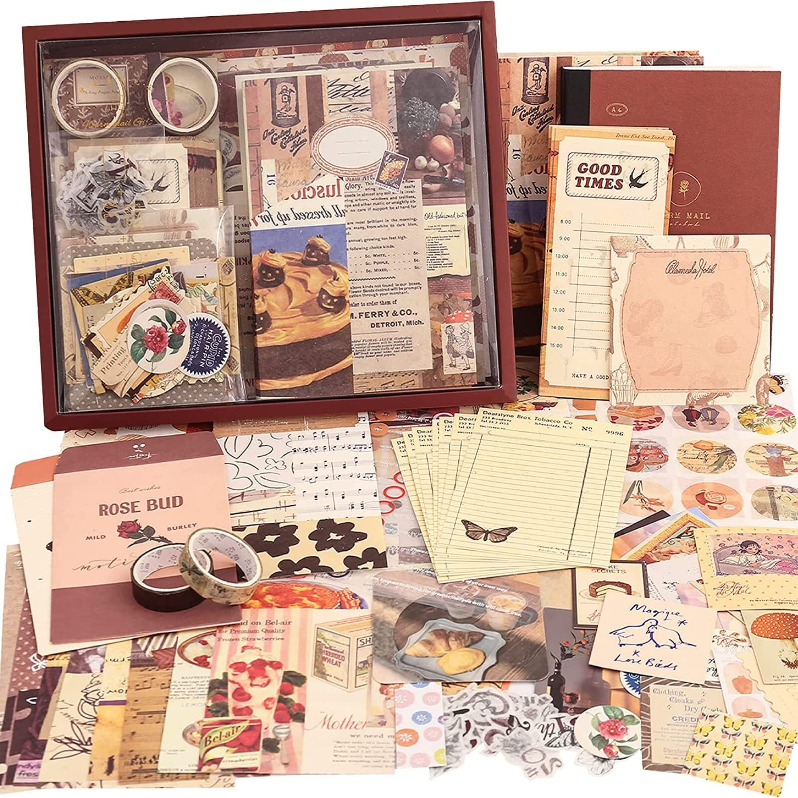 The Autostory Paper Junk Journal & Scrapbook Kit A6 Notebook, Stickers, Diy Set With Vintage Aesthetic & Creative Decor Journaling Supplies. Ideal Gifting For Teens, Girls (Cocoa Brownie, Brown)