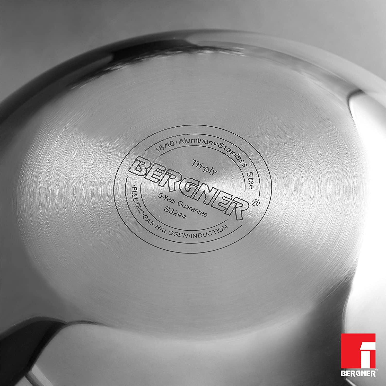 Bergner Argent Triply Stainless Steel 22Cm Deep Kadai With Stainless Steel Lid, 2.8 L Deep Kadhai, Food Safe, Stay Cool Cast Handles, Less Oil Use, Dishwasher Safe, Induction Bottom And Gas Ready