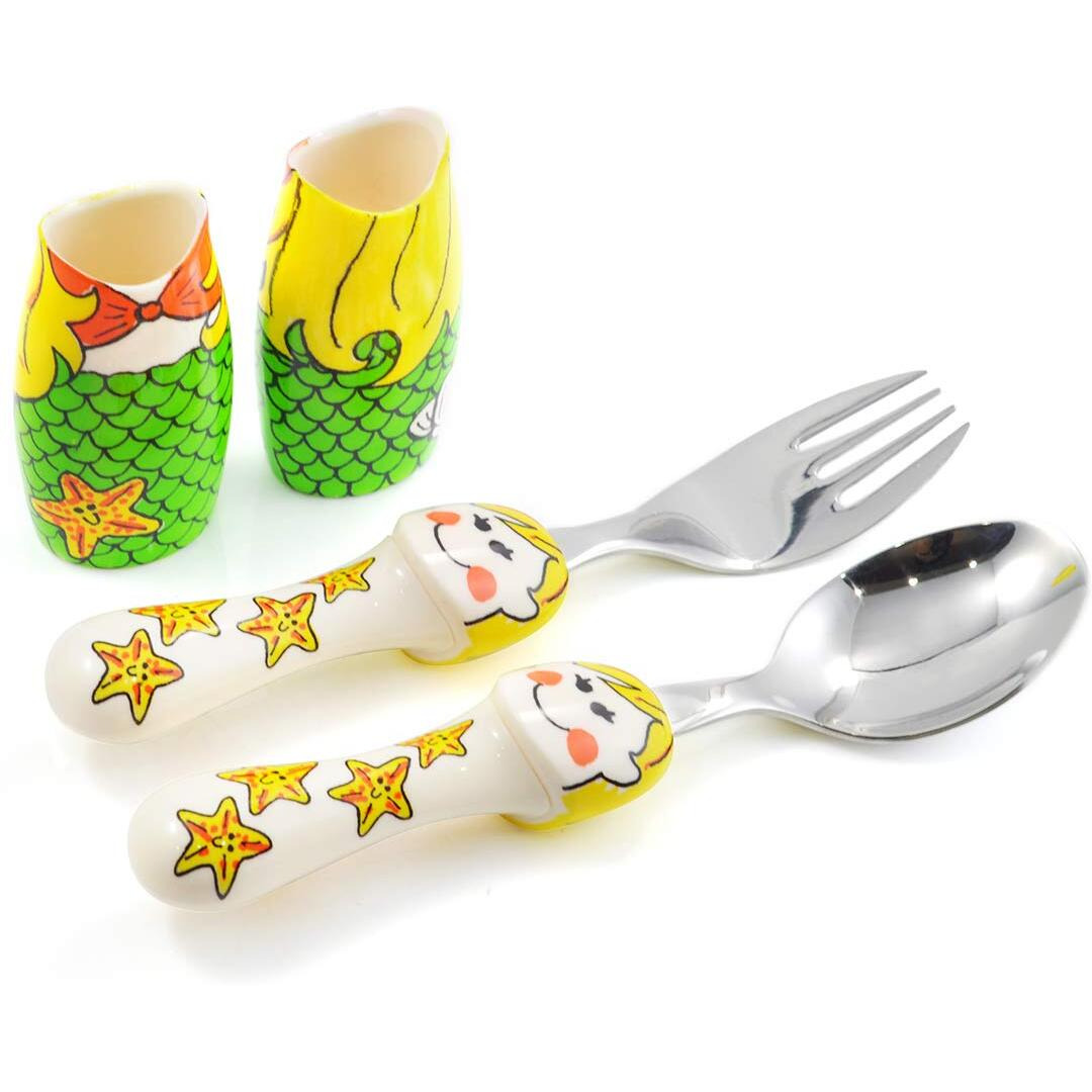 Eat4Fun Duo Collection Kids Fork & Spoon, Mermaid