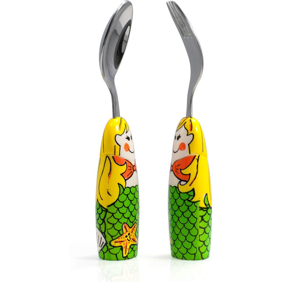 Eat4Fun Duo Collection Kids Fork & Spoon, Mermaid