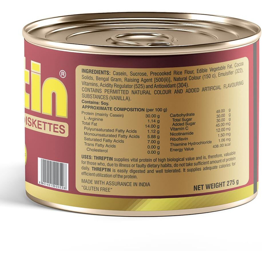 Threptin Protein Diskettes| Healthy Snacks For Men And Women - 275G, High Protein Diskette Enriched With Casein Protein, Essential Vitamins, Minerals And Antioxidant - Delicious Chocolate|100% Veg