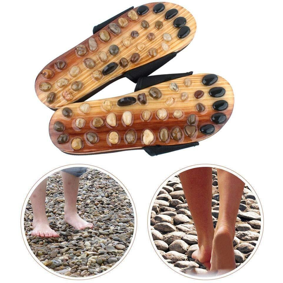 Swadhin Pain Relief Acupressure Stone Slipper For Men And Women| Yoga Stone Paduka (Select The Size And Color Below) (39, Black)