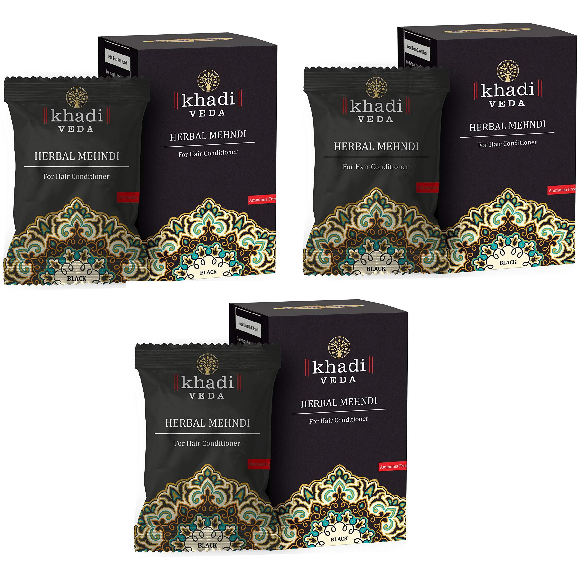 Khadi Veda Herbal Mehndi Henna Powder 100Gm Each (Pack Of 3)(Black)