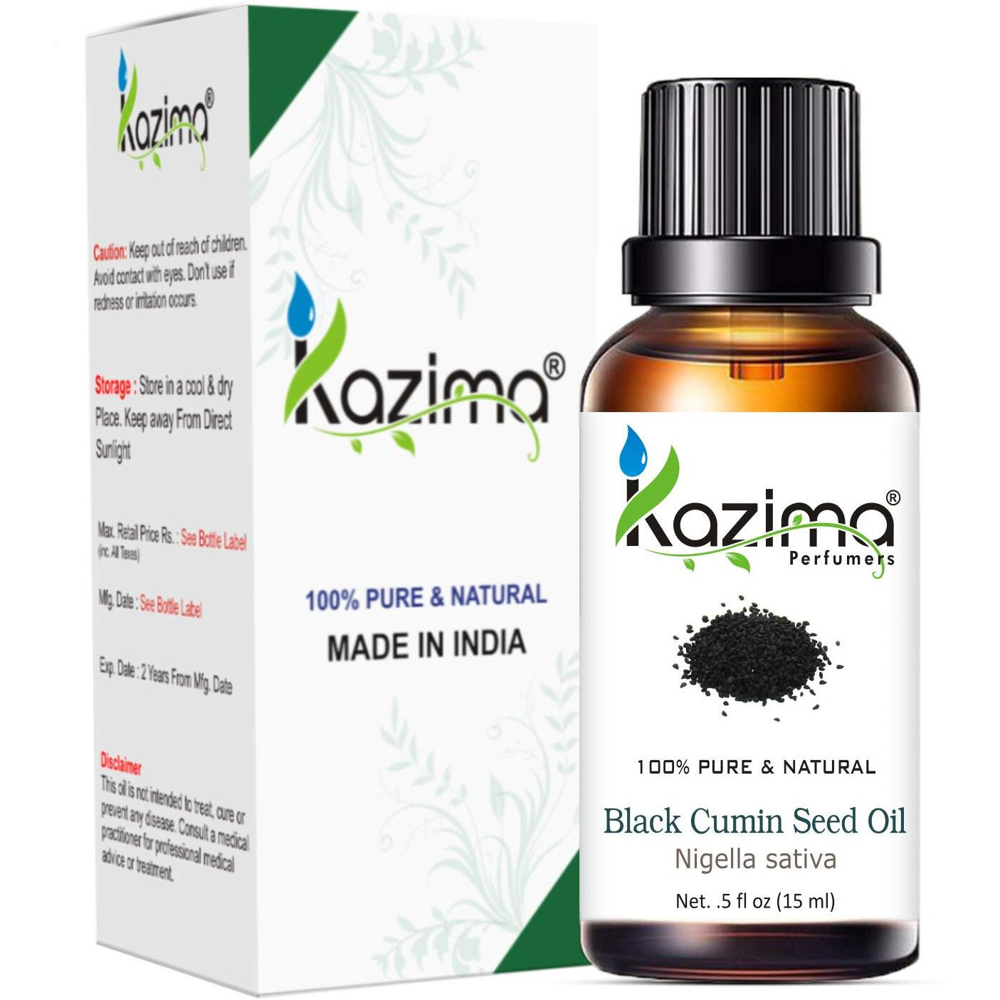 Kazima Black Cumin Seed Essential Oil - 100% Pure Natural & Undiluted For Skin Care & Hair (15Ml)