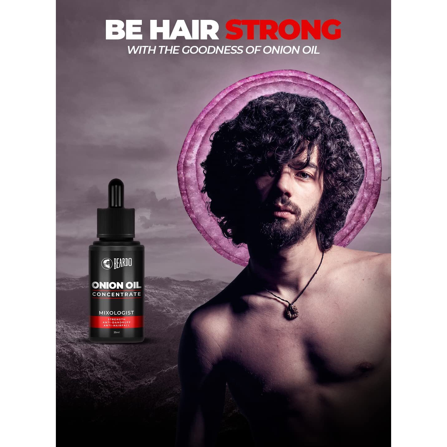 Beardo Onion Oil Concentrate, 25 Ml | Onion Hair Oil For Hair Growth | Red Onion Hair Oil & Sunflower Oil | Natural | Non-Sticky | Controls Hairfall & Strengthen Roots