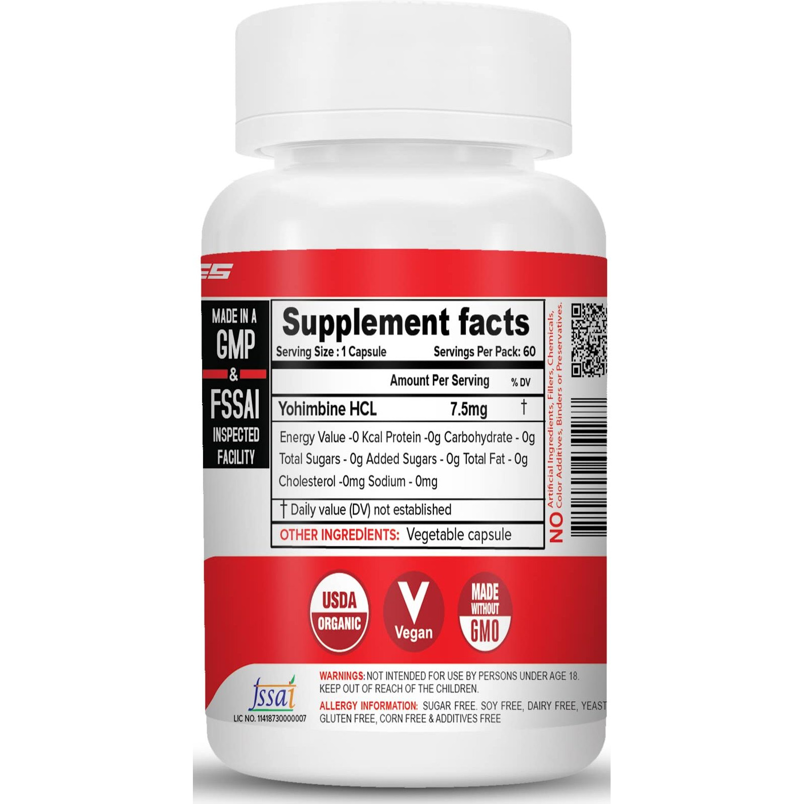Nutrija Yohimbine 7.5Mg - 60 Capsules, 80 Grams