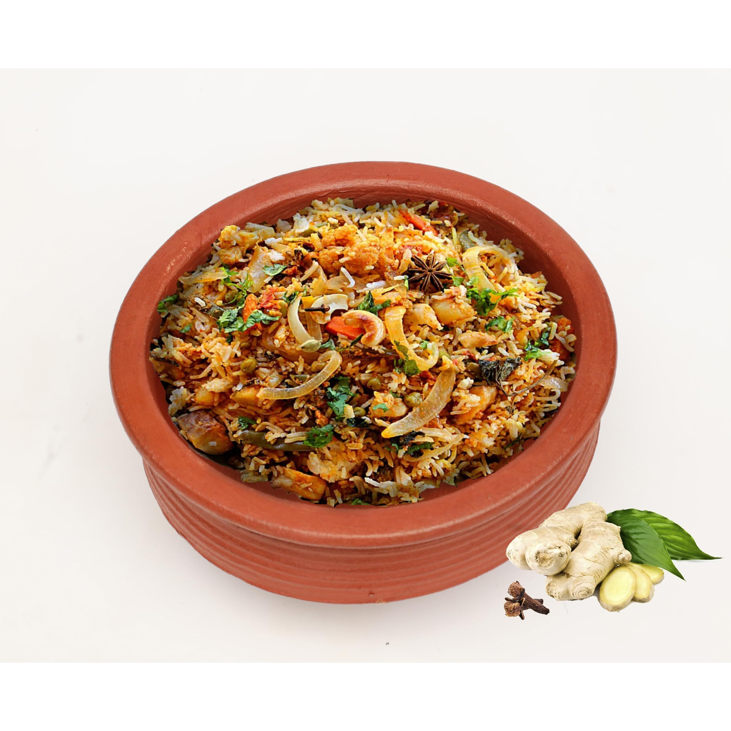 Craftsman India Online Uncoated Clay Biryani Handi/Pot For Cooking And Serving With Lid 1 Liter, Red
