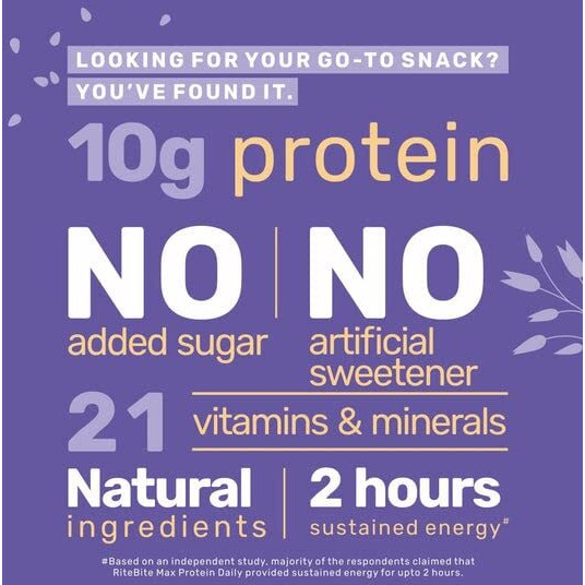 Ritebite Max Protein Daily Choco Almond Protein Bars With 10G Protein, 5G Fiber & 21 Vit. & Minerals | 0 Added Sugar, No Cholesterol & Trans Fat For Upto 2H Of Energy, 50G (Pack Of 24), 1200 Gram