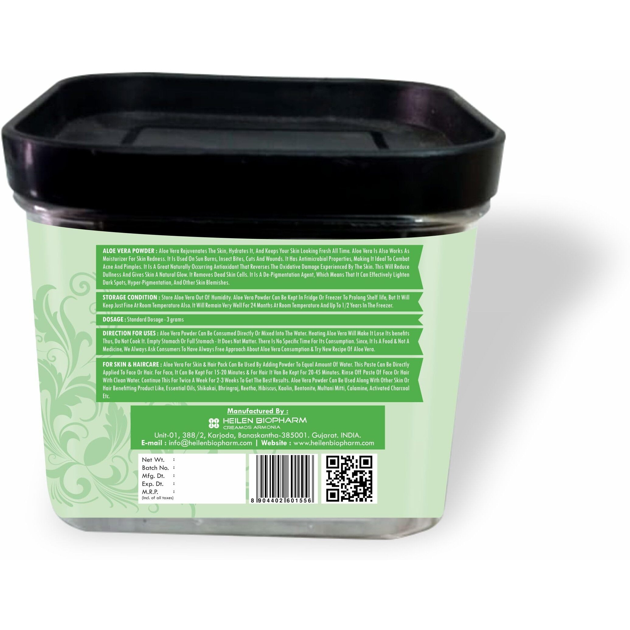 Heilen Biopharm Aloe Vera Leaf Powder For Hair Betterment - 200 G Pack Of 1