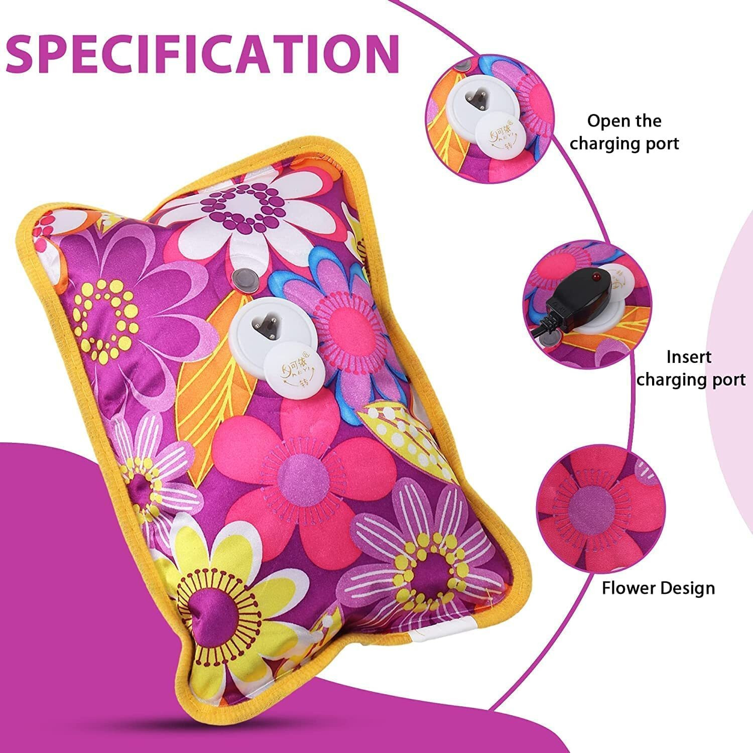 Unyks Star Electric Hot Water Bag For Pain Relief  Heating Pad For Period Cramps, Back Pain, And General Pain Relief  Rechargeable Gel Heating Pad  Warm Water Bag  Electric Hot Bag For Instant Comfort