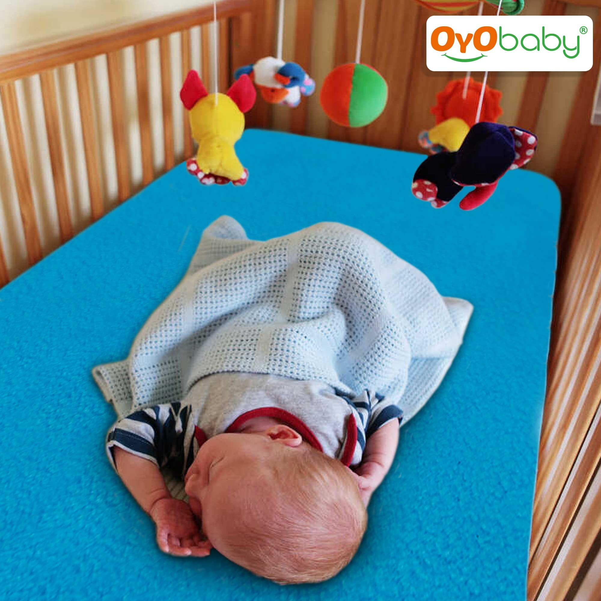 Oyo Baby Waterproof Mattress Protector Sheet For Kids And Adults (Large (140Cm X 100Cm), Firoza), Polycotton, Firoza/Turquiose
