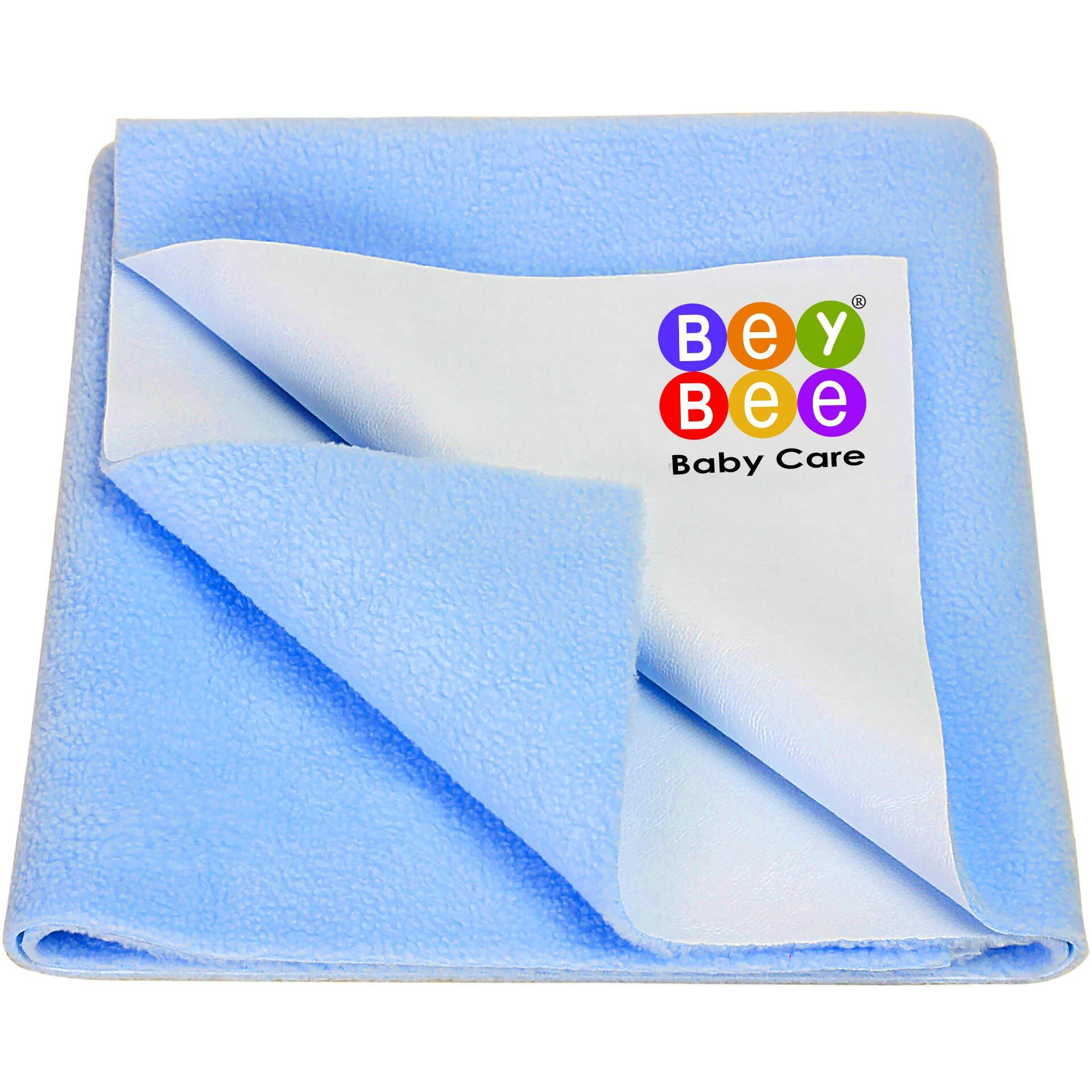 Beybee Instadry Anti-Piling Fleece Extra Absorbent Quick Dry Sheet For New Born Babies, Bed Protector Mattress, Reusable Waterproof Baby Cot Sheet For Toddler Infant, X-Large Size 200X140Cm, Blue