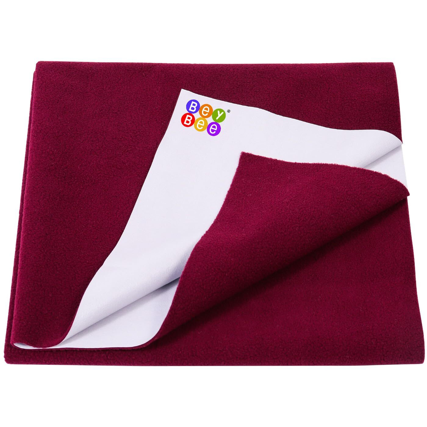 Beybee Waterproof Quick Dry Sheet For Baby| Bed Pad Anti-Piling Fleece Extra Absorbent Washable Matress Protector| Baby Bed Protector Sheet For Toddler Children, Large Size, 140X100Cm, Maroon