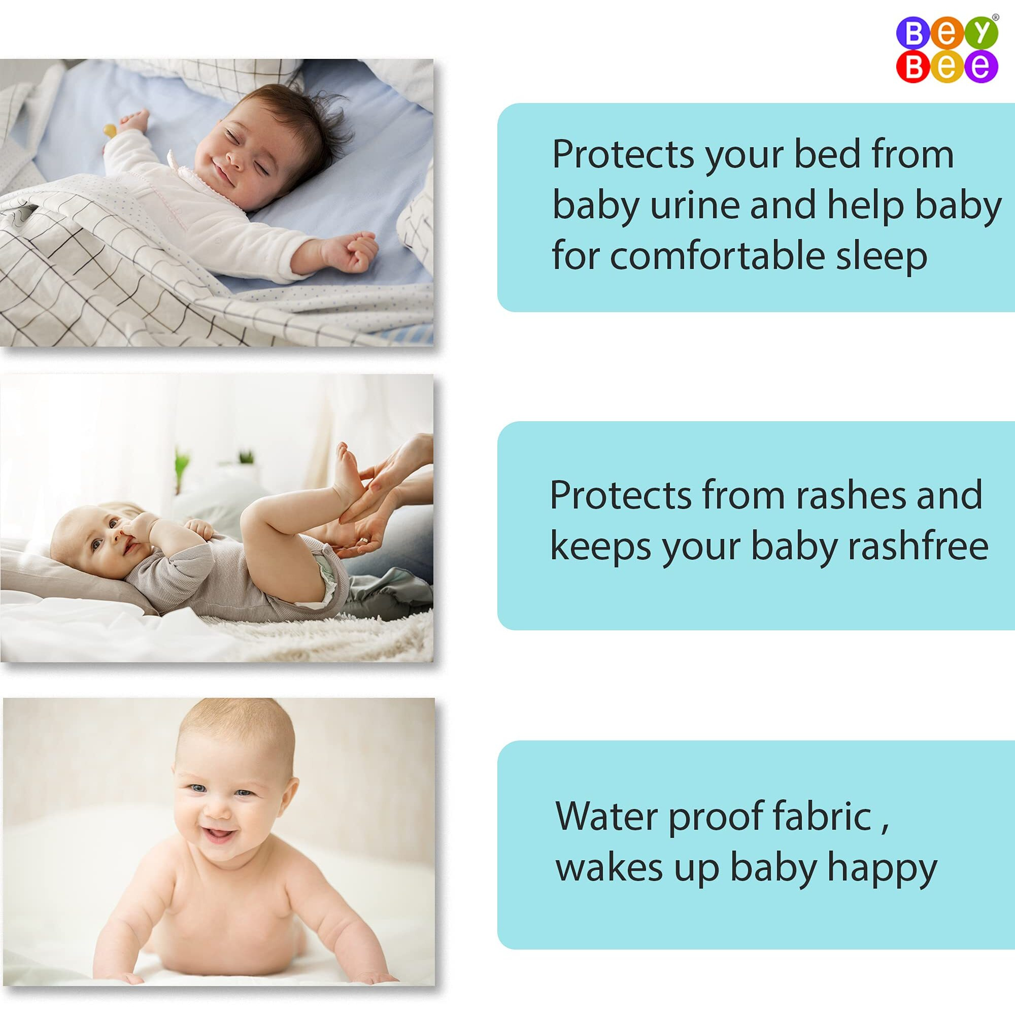 Beybee Waterproof Quick Dry Sheet For Baby| Bed Pad Anti-Piling Fleece Extra Absorbent Washable Matress Protector| Baby Bed Protector Sheet For Toddler Children, X-Large Size, 200 X 140Cm, Sea Blue