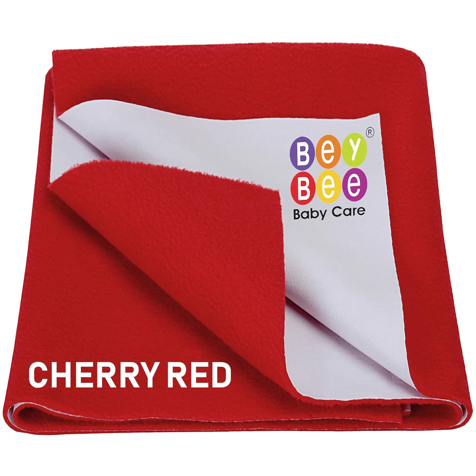 Beybee Waterproof Quick Dry Sheet For Baby| Bed Pad Anti-Piling Fleece Extra Absorbent Washable Matress Protector| Baby Bed Protector Sheet For Toddler Children, Large Size, 140X100Cm, Red