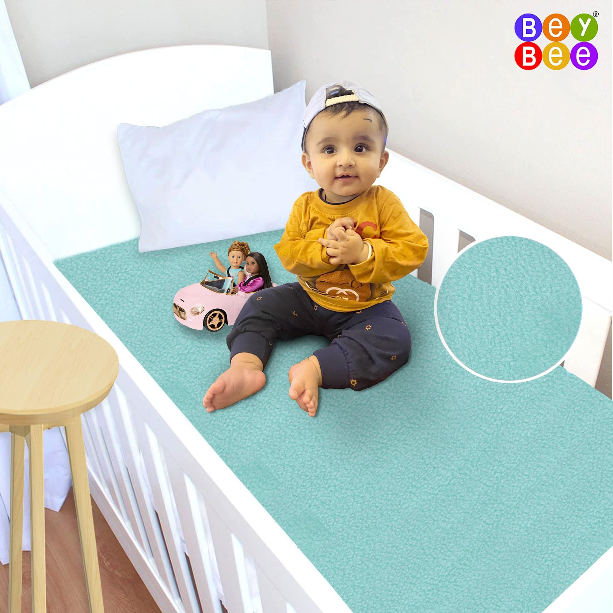 Beybee Waterproof Quick Dry Sheet For Baby| Bed Pad Anti-Piling Fleece Extra Absorbent Washable Matress Protector| Baby Bed Protector Sheet For Toddler Children, Large Size, 140X100Cm, Red