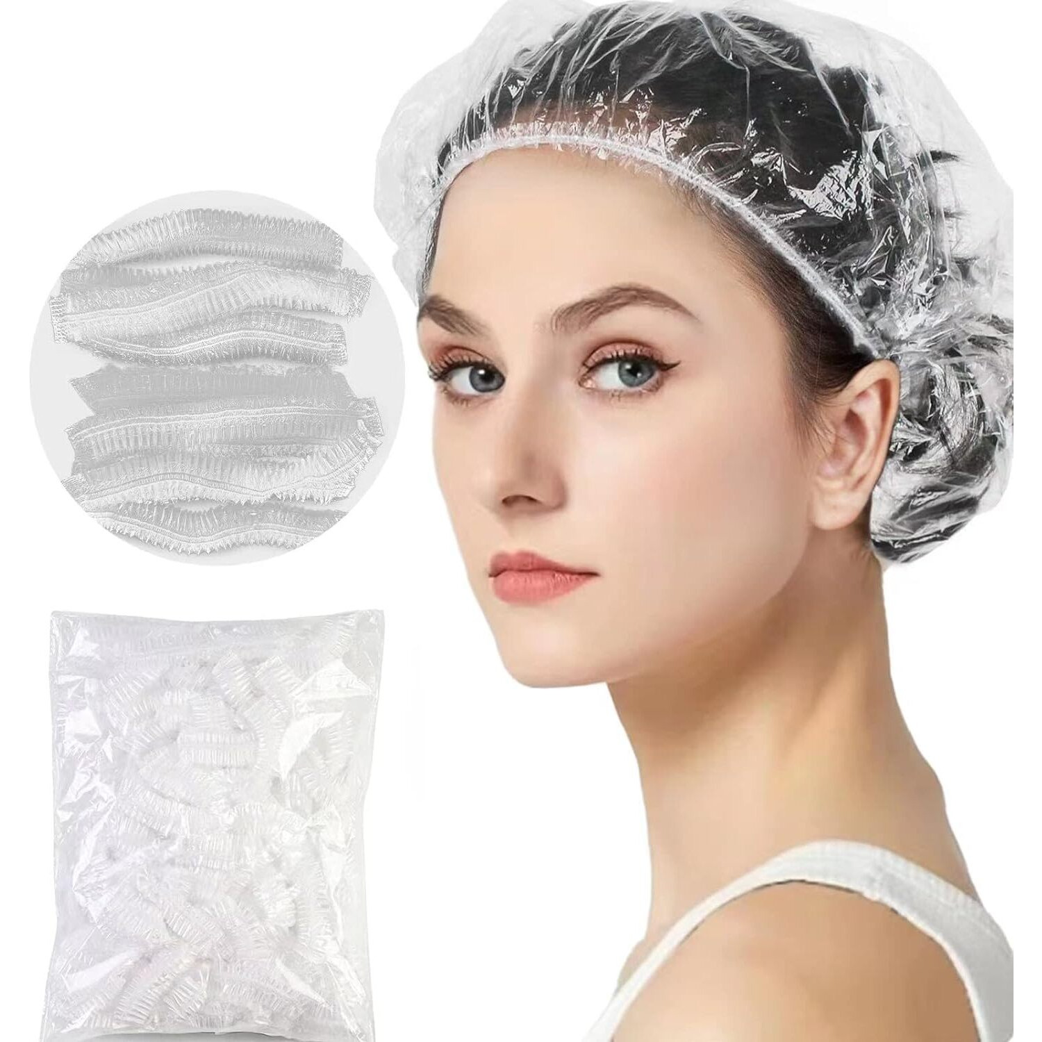 Snmmifer Waterproof Disposable Shower Caps For Women (50 Pieces)